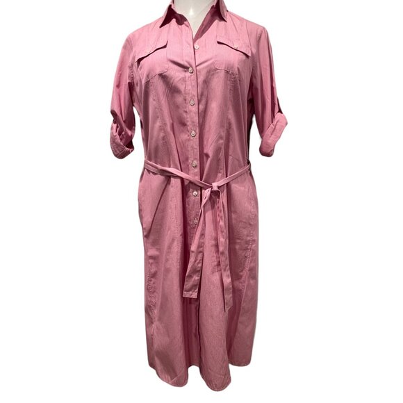 Lands' End Striped Midi Shirt Dress, Cotton, 10 - Picture 8 of 8